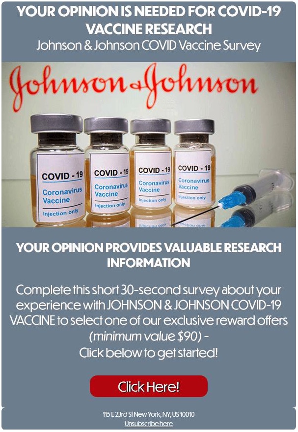 Estafa de encuesta tras vacunación Johnson & Johnson